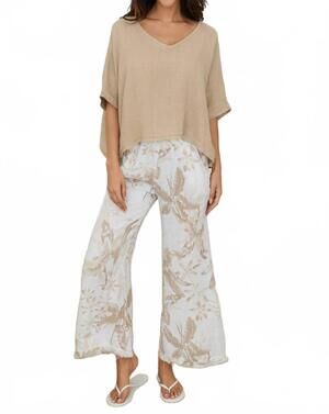 NEW MILIO MILANO women's dolman linen top in cashmere